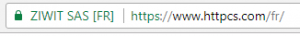 Green padlock in the URL bar