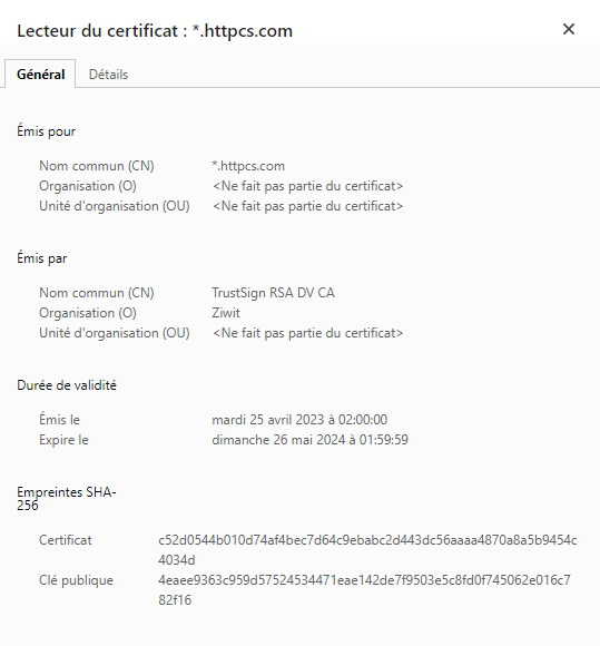 Détails du Certificat SSL