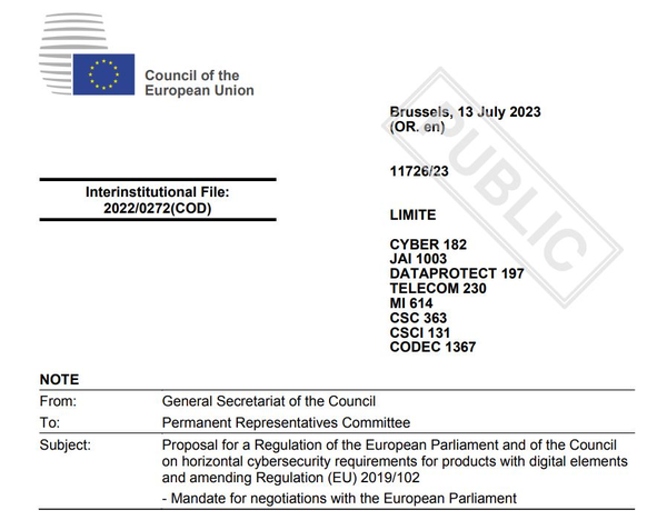 European Union member states reached agreement on the proposed European Cybersecurity Resilience Act