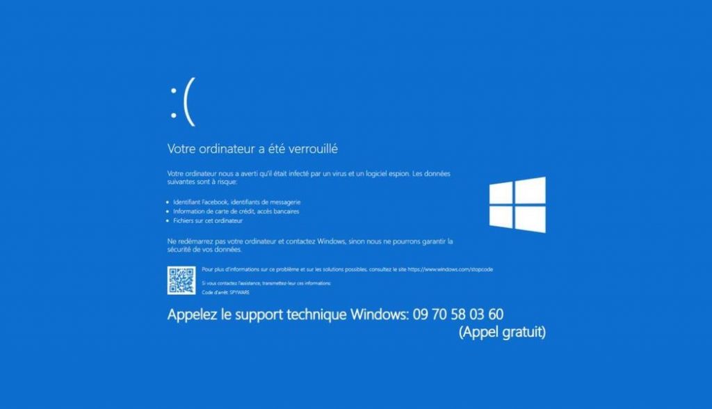Exemple de faux écran d'erreur Windows